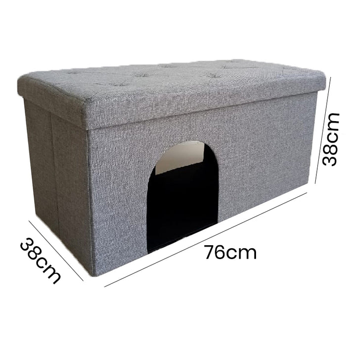 Hajetso Cat House Cat Play Tunnel Rumah Kucing Storage Box Bench Cat Rest Stool