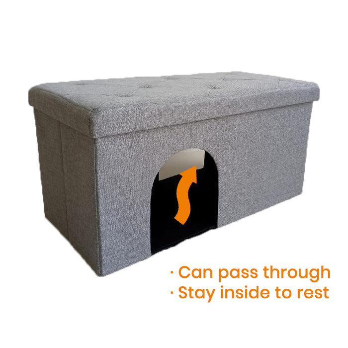 Hajetso Cat House Cat Play Tunnel Rumah Kucing Storage Box Bench Cat Rest Stool