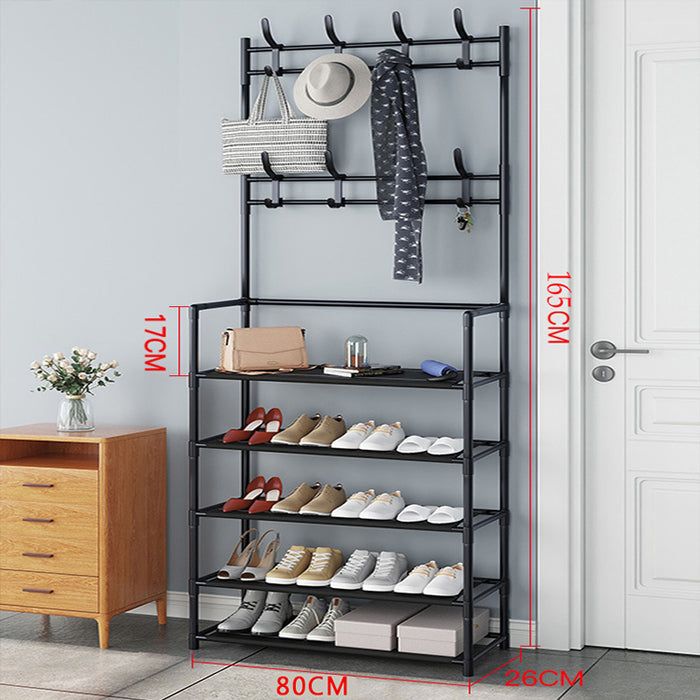 Extra Large 80CM Length 5 Tiers Shoe Rack with Cloth Cat Hanging Hook Cloth Rack Cat Hook