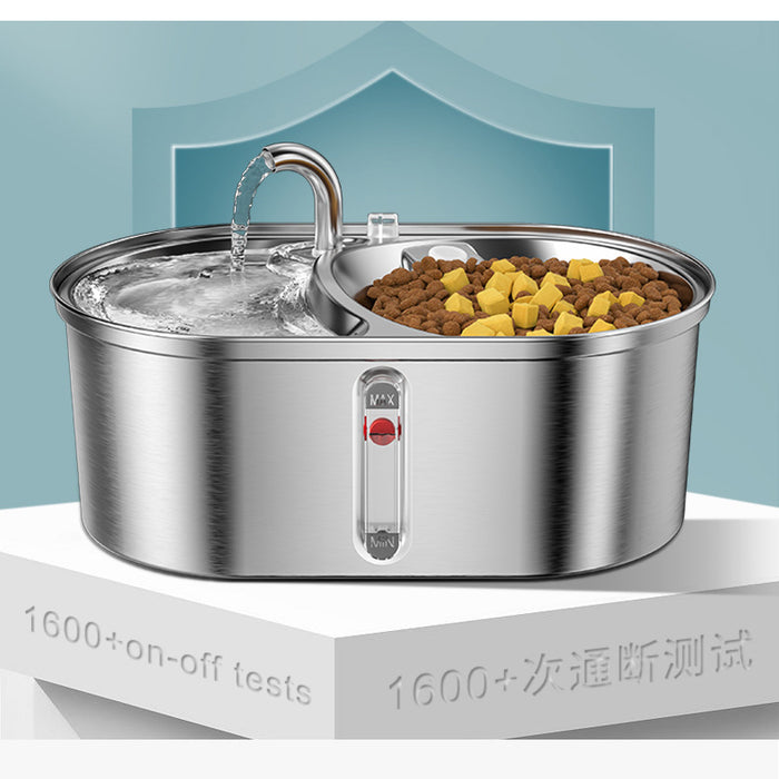 Ready Stock~ Hajetso 304 Stainless Steel 3L Extra Large 2 Bowls Cat Auto Water Feeder Food Feeder Security Protection