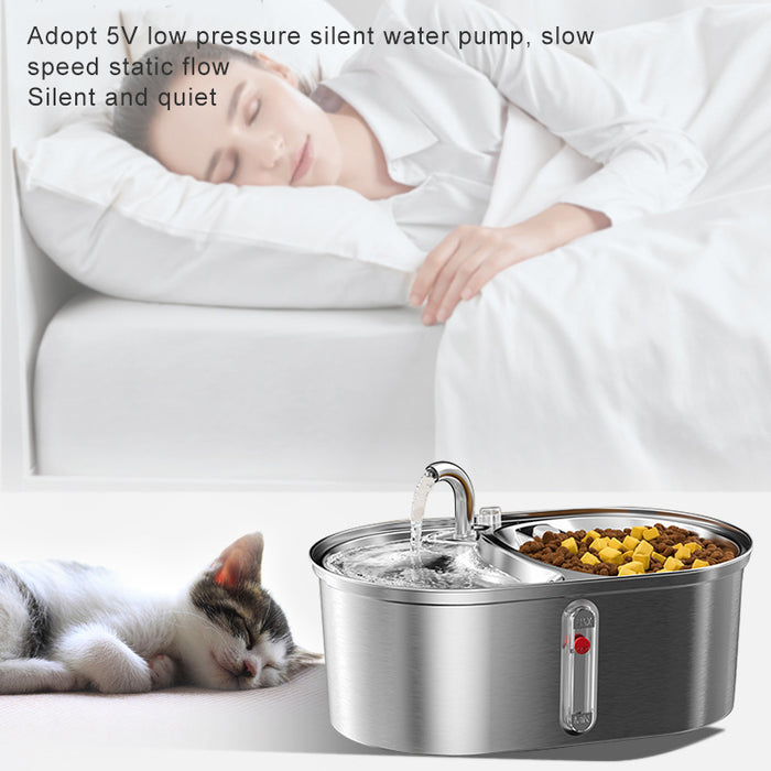 Ready Stock~ Hajetso 304 Stainless Steel 3L Extra Large 2 Bowls Cat Auto Water Feeder Food Feeder Security Protection