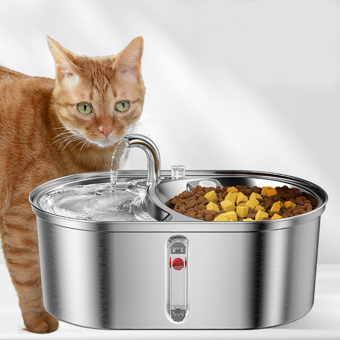 Ready Stock~ Hajetso 304 Stainless Steel 3L Extra Large 2 Bowls Cat Auto Water Feeder Food Feeder Security Protection