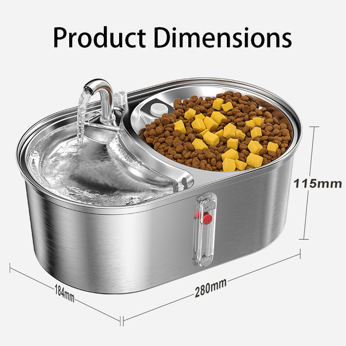 Ready Stock~ Hajetso 304 Stainless Steel 3L Extra Large 2 Bowls Cat Auto Water Feeder Food Feeder Security Protection