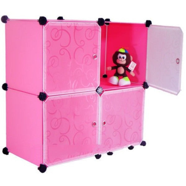 Free Shipping~ DIY 4 Cube Almari Wardrobe Large Capacity Creative Storage Cabinet