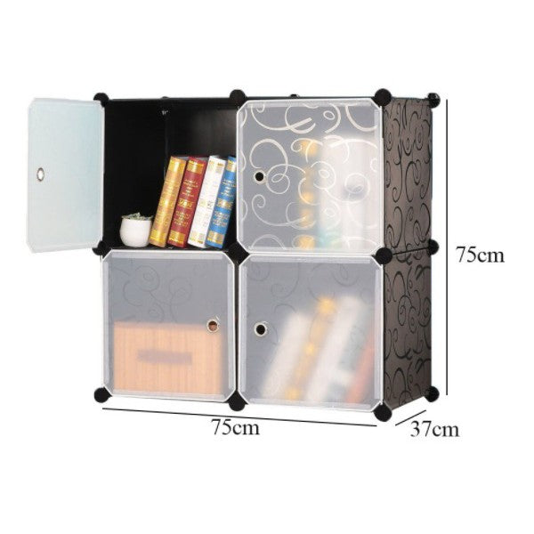 Free Shipping~ DIY 4 Cube Almari Wardrobe Large Capacity Creative Storage Cabinet