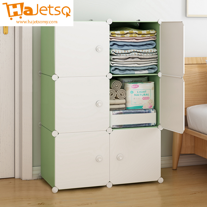 [Self Collect]  Hajesto Beauty Green Cabinet 6 / 8 Cube Cubes Almari Green White DIY Wardrobe Green Color