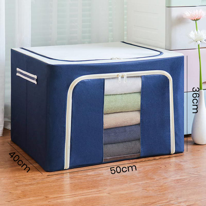 Hajetso 72L ExtraLarge Detachable Oxford Foldable Storage Box 3 Steel Frames Inside 2 Handles