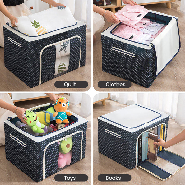 Hajetso 72L ExtraLarge Detachable Oxford Foldable Storage Box 3 Steel Frames Inside 2 Handles