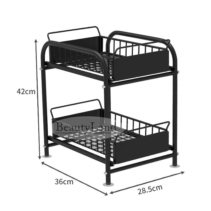 Hajetso Under Sink Rack Kitchen Full Steel Sliding Cabinet Rak Dapur Basket Pull Out Organizer