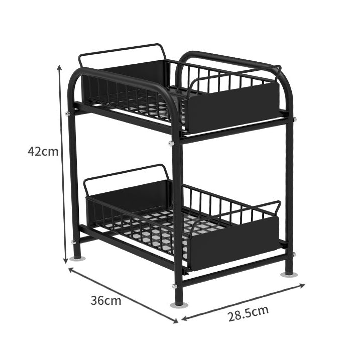 Hajetso Under Sink Rack Kitchen Full Steel Sliding Cabinet Rak Dapur Basket Pull Out Organizer