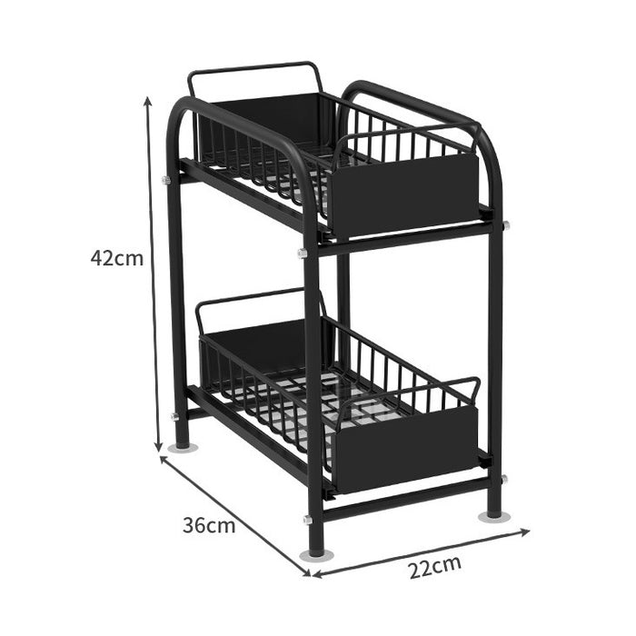 Hajetso Under Sink Rack Kitchen Full Steel Sliding Cabinet Rak Dapur Basket Pull Out Organizer