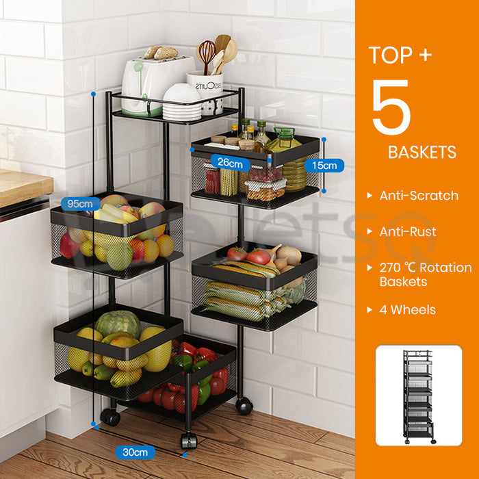 [Self Collect]~ Stainless Steel Kitchen Rotating Rack Rak Dapur Basket Rack Vegetable Storage Organizer