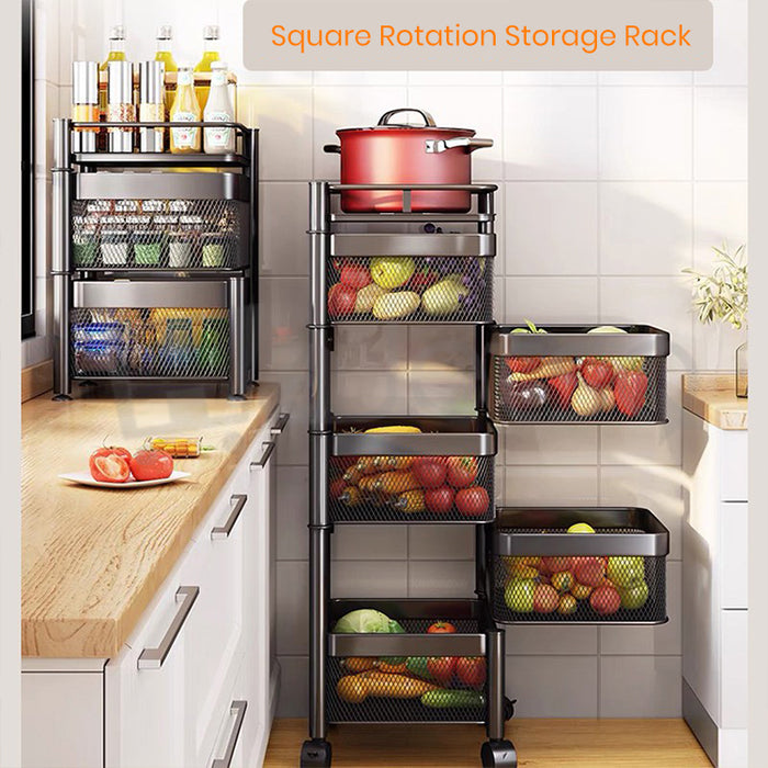 [Self Collect]~ Stainless Steel Kitchen Rotating Rack Rak Dapur Basket Rack Vegetable Storage Organizer