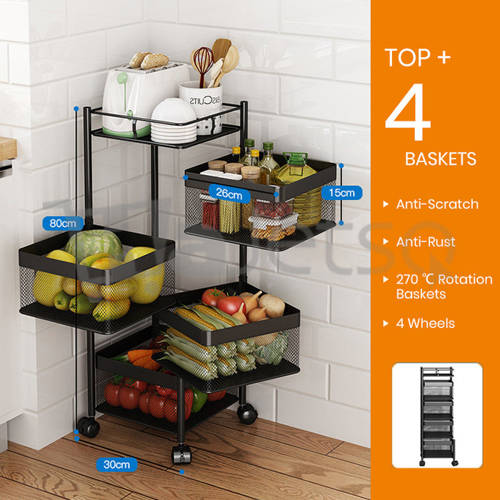 [Self Collect]~ Stainless Steel Kitchen Rotating Rack Rak Dapur Basket Rack Vegetable Storage Organizer