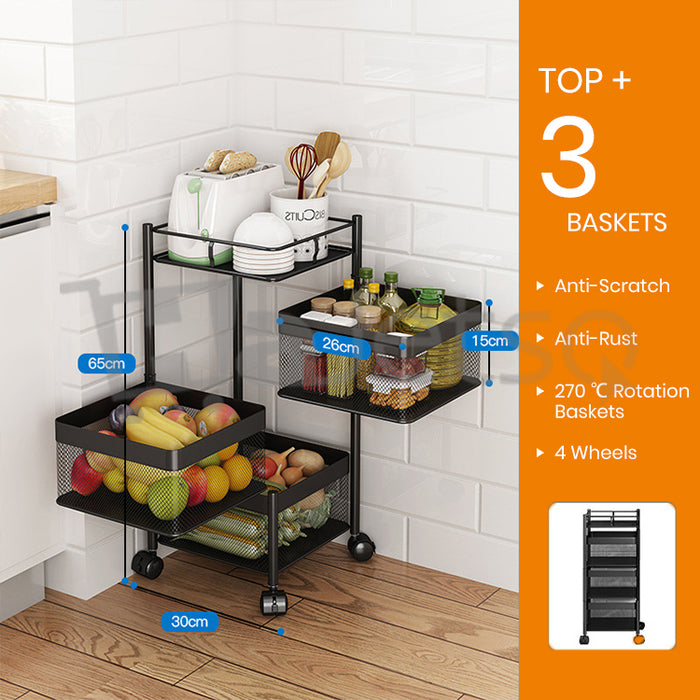 [Self Collect]~ Stainless Steel Kitchen Rotating Rack Rak Dapur Basket Rack Vegetable Storage Organizer