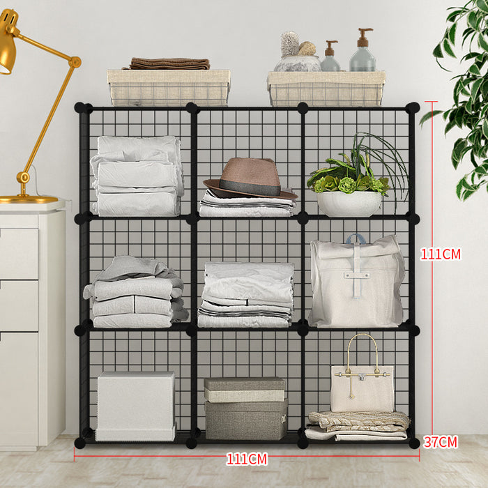 [Self Collect] DIY Cubes Steel Mesh Storage Rack Multi Function Storage Organizer Tool Free DIY Bookshelf Bookcase Wardrobe Cabinet