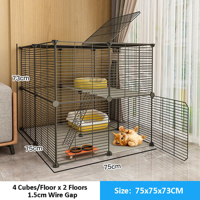 [Free Shipping] Extra Large 8 Cubes Steel Wire Cat Cage Cat Rest Play House with Doors and Stair