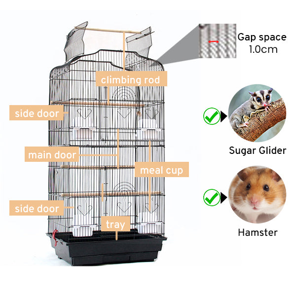 Extra Large Size Sugar Glider Cage Gap 1cm Steel Bird Parrot Cage with Tray