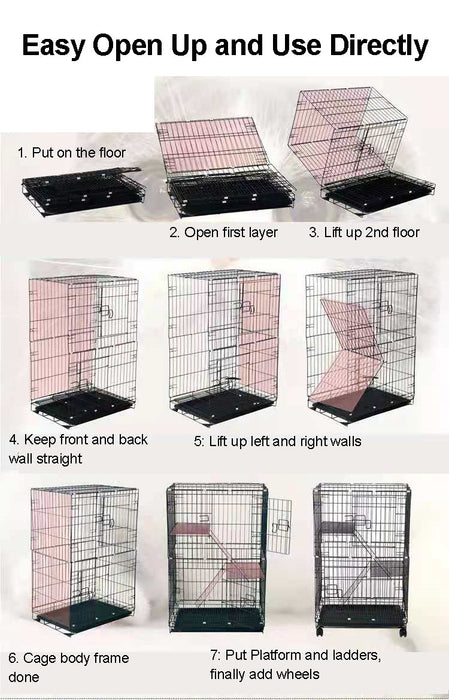 [Self Collect] XXL 92*58*130CM 4 Floors 3 Ladders Steel Sangkar Kucing 4 Tingkat Cat Cage Anak Kucing Door Ladder