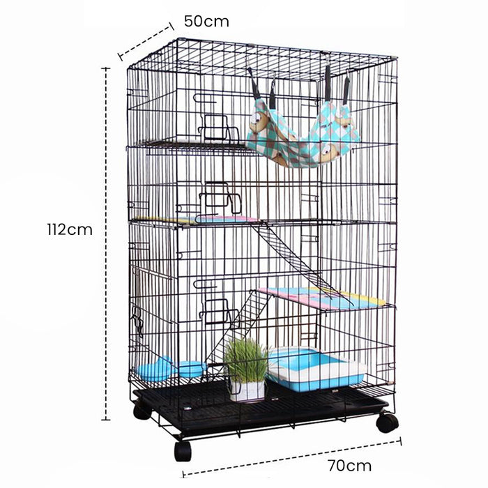 Free Shipping~ 4 Floors 3 Platform Extra Large Steel Sangkar Kucing 4 Tingkat Cat Cage Anak Kucing Door Ladder