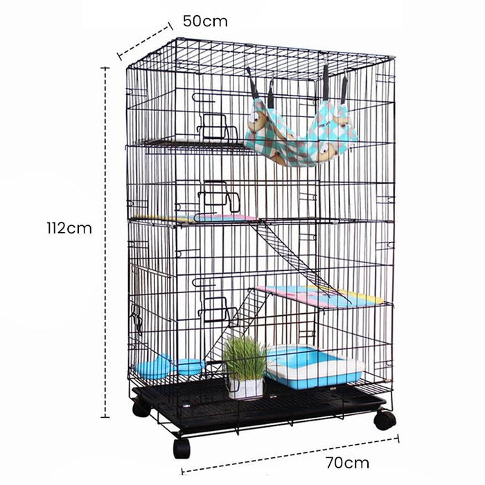 [Self Collect] 4 Floors 3 Platform Extra Large Steel Sangkar Kucing 4 Tingkat Cat Cage Anak Kucing Door Ladder