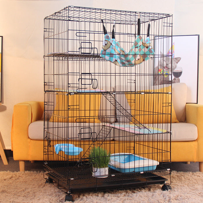 Free Shipping~ 4 Floors 3 Platform Extra Large Steel Sangkar Kucing 4 Tingkat Cat Cage Anak Kucing Door Ladder