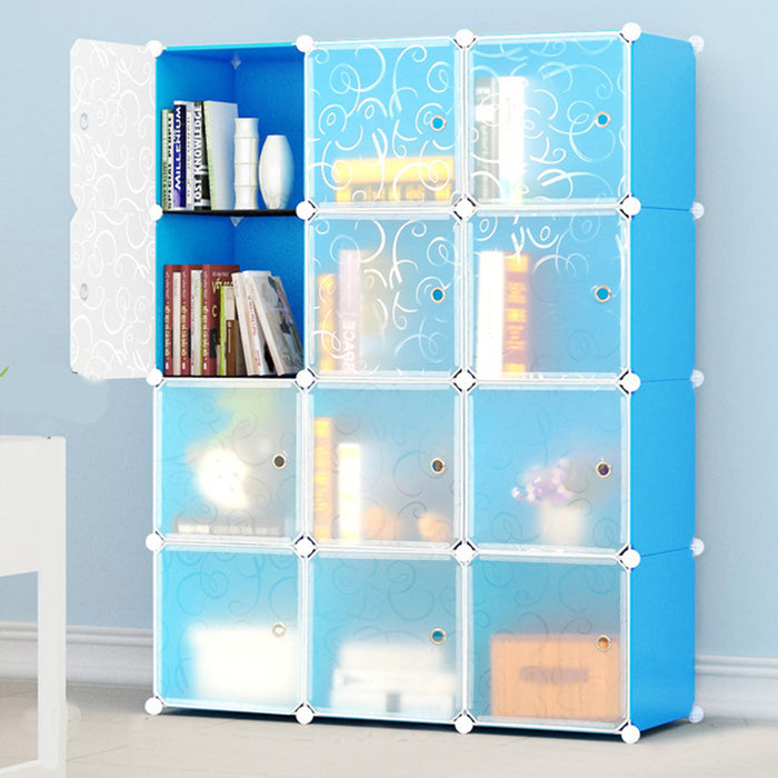 Free Shipping~12 Cubes DIY Wardrobe Cabinetc Almari White Flower Door - 3X4 Shape Only