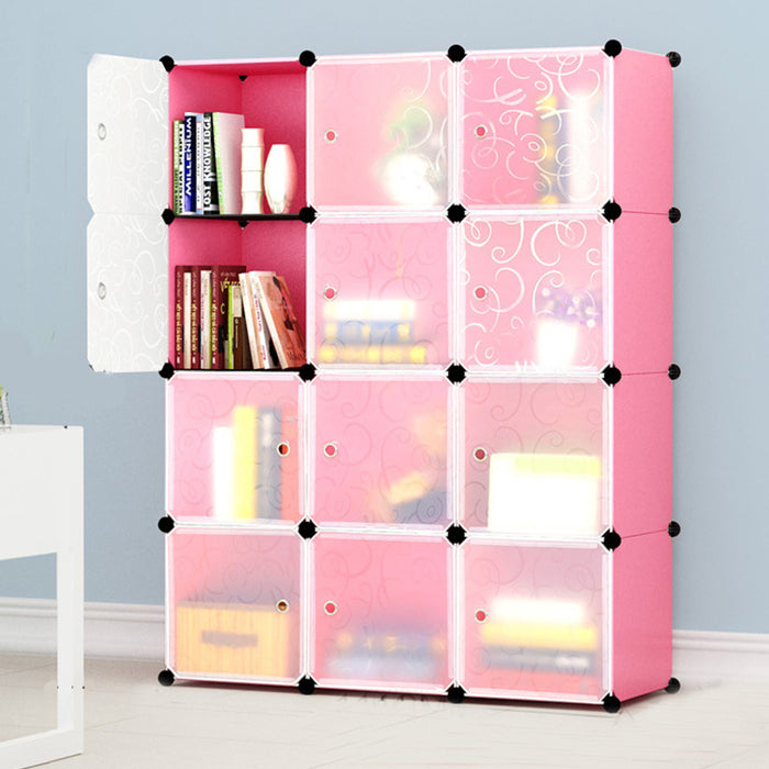 Free Shipping~12 Cubes DIY Wardrobe Cabinetc Almari White Flower Door - 3X4 Shape Only