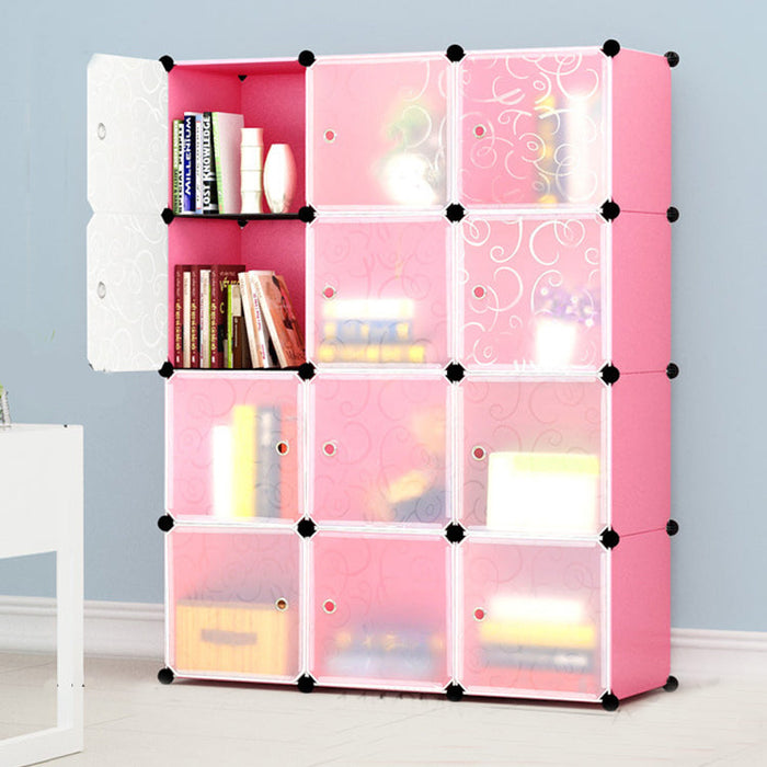 [Self Collect]12 Cubes DIY Wardrobe Cabinetc Almari White Flower Door - 3X4 Shape Only