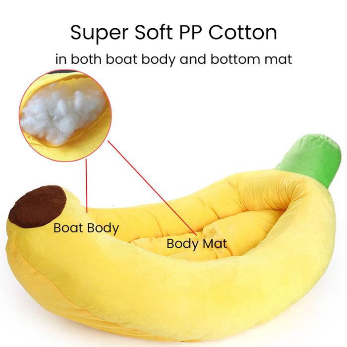 Pet Banana Bed Dog Cat Washable Sleeping Mat Comfy and Soft Fleece PP Cotton Summer Cute Bed Large Dogs Bed