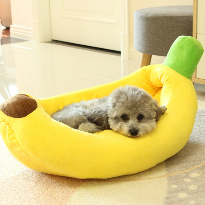 Pet Banana Bed Dog Cat Washable Sleeping Mat Comfy and Soft Fleece PP Cotton Summer Cute Bed Large Dogs Bed