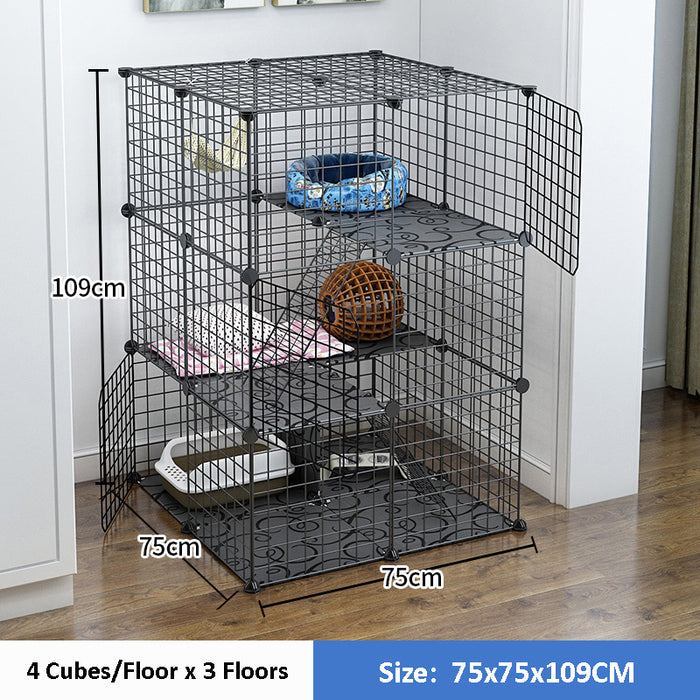 [Free Shipping] Extra Large 12 Cubes Steel Wire Cat Cage Cat Rest Play House with Doors and Stair