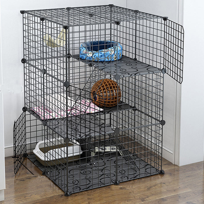 [Free Shipping] Extra Large 12 Cubes Steel Wire Cat Cage Cat Rest Play House with Doors and Stair