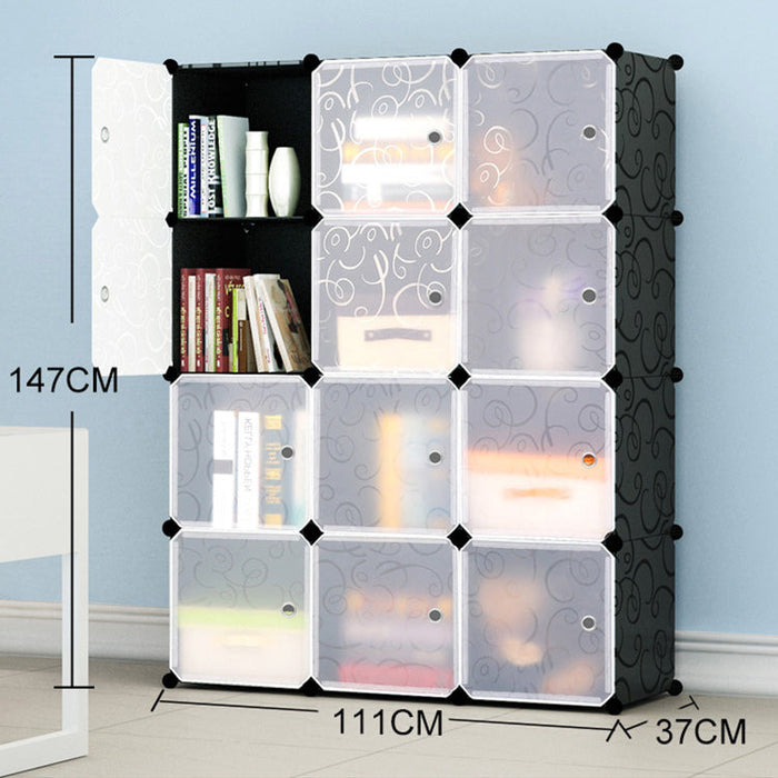 [Self Collect]12 Cubes DIY Wardrobe Cabinetc Almari White Flower Door - 3X4 Shape Only