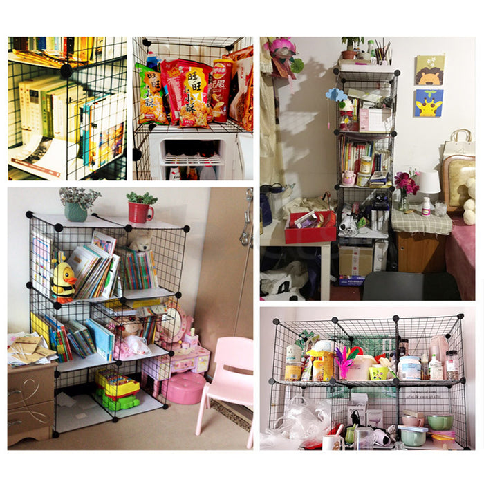 [Self Collect] DIY Cubes Steel Mesh Storage Rack Multi Function Storage Organizer Tool Free DIY Bookshelf Bookcase Wardrobe Cabinet