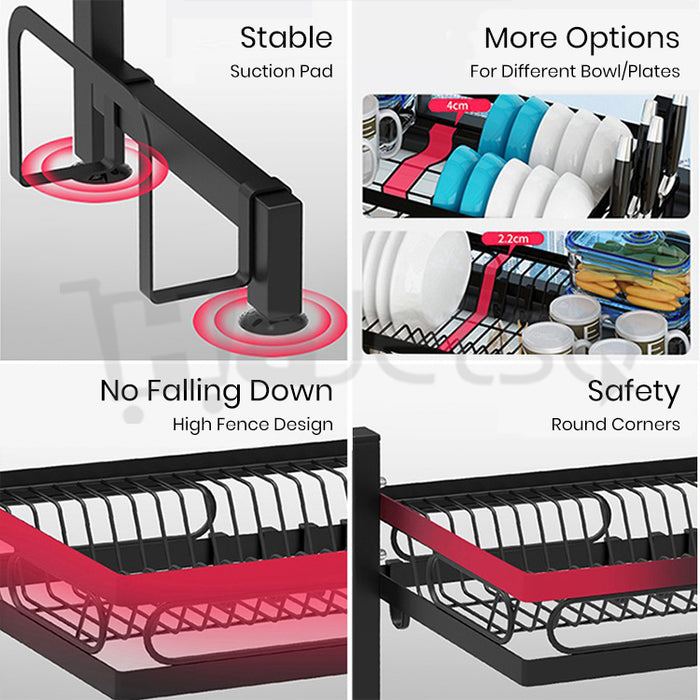 [Self Collect] Stainless Steel Kitchen Dish Rack Rak Pinggan RakDapur Double Sink Dish Drainer Storange Racks