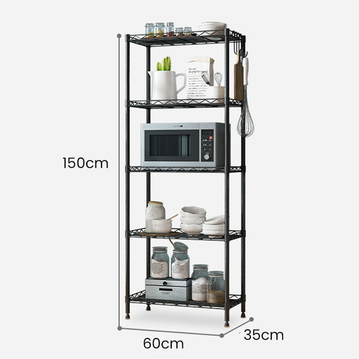 Free Shipping 5 Tiers Full Steel Multipurpose Adjustable Rak Dapur Organizer Storage Rack Shelf