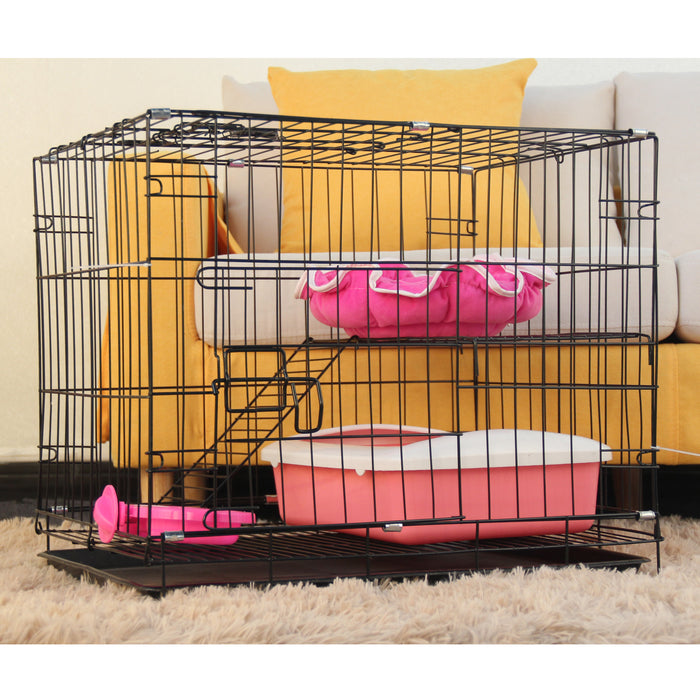 Free Shipping~ 2 Level Steel Cat Cage Sangkar Kucing 2 Tingkat Wrought Iron Anak KucingLadder Door and Platform