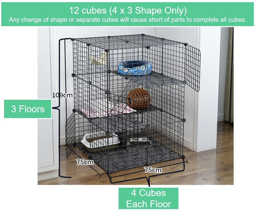 [Self Collect] Extra Large 12 Cubes Steel Wire Cat Cage Cat Rest Play House with Doors and Stair