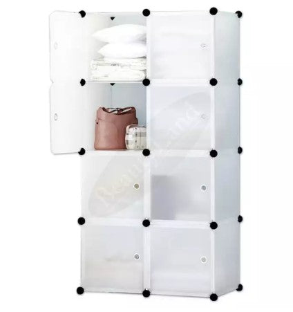 [Self Collect] 8 Cubes DIY Wardrobe Cabinetc Almari Black Flower Door DIY Wardrobe