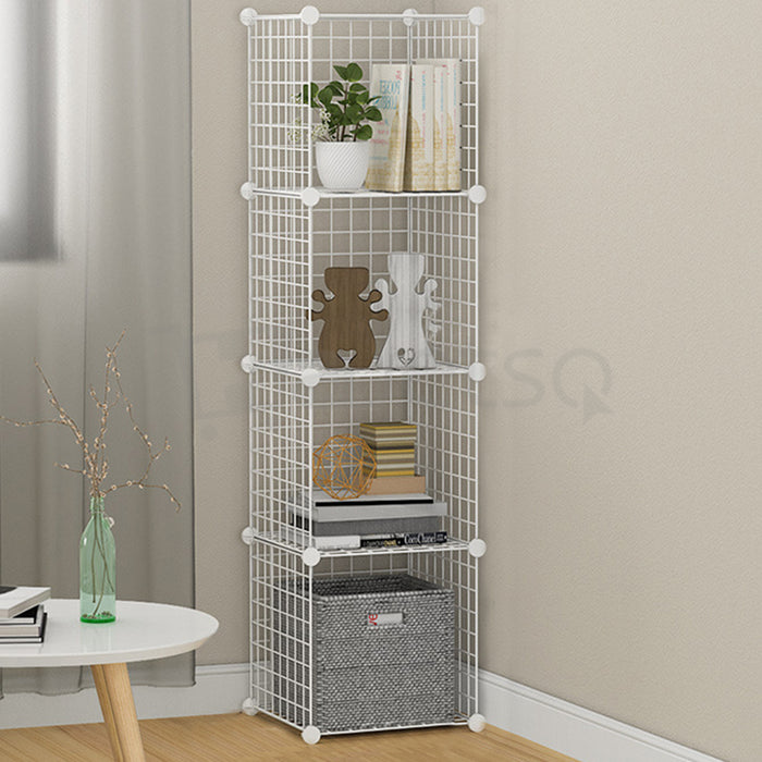 [Self Collect] DIY Cubes Steel Mesh Storage Rack Multi Function Storage Organizer Tool Free DIY Bookshelf Bookcase Wardrobe Cabinet