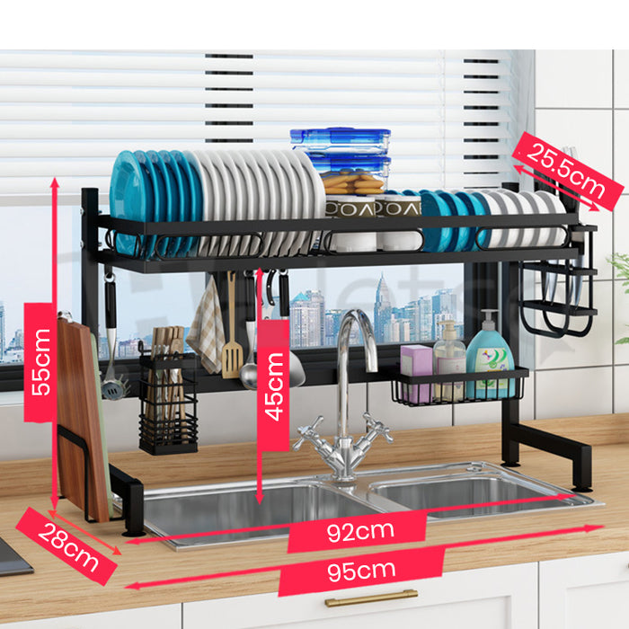 [Self Collect] Stainless Steel Kitchen Dish Rack Rak Pinggan RakDapur Double Sink Dish Drainer Storange Racks