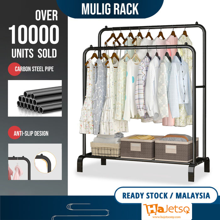 [Self Collect] Single/Double Pole Strong Steel Structure Laundry Rack Cloth Organizer Cloth Hanger Rak