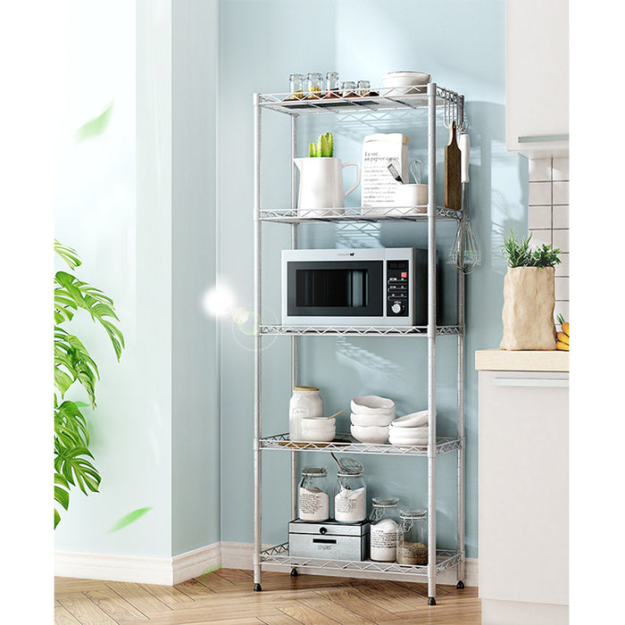 Free Shipping 5 Tiers Full Steel Multipurpose Adjustable Rak Dapur Organizer Storage Rack Shelf