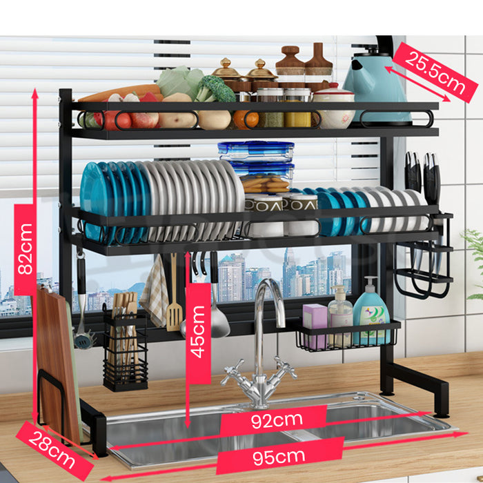 [Self Collect] Stainless Steel Kitchen Dish Rack Rak Pinggan RakDapur Double Sink Dish Drainer Storange Racks