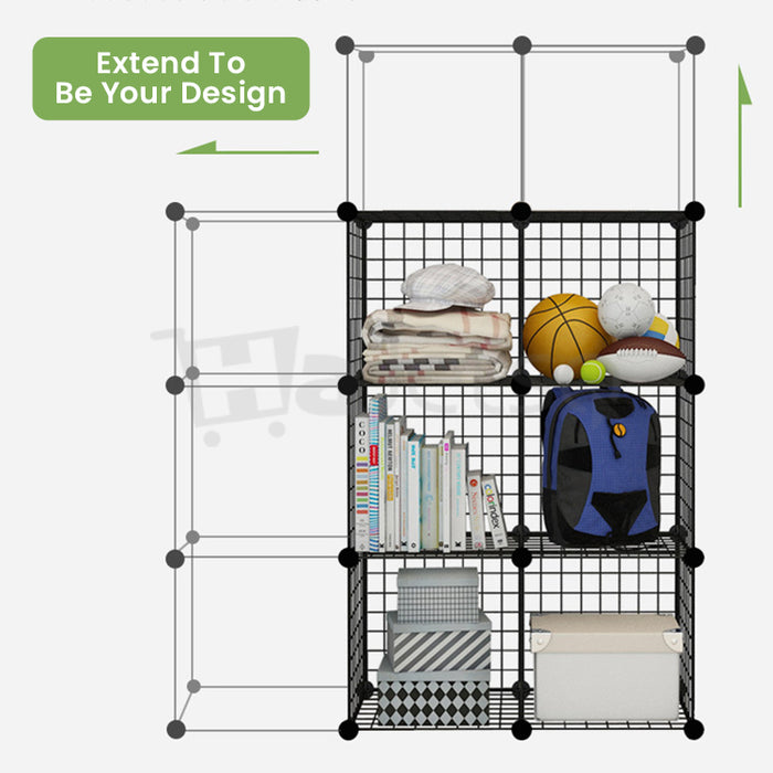 [Self Collect] DIY Cubes Steel Mesh Storage Rack Multi Function Storage Organizer Tool Free DIY Bookshelf Bookcase Wardrobe Cabinet