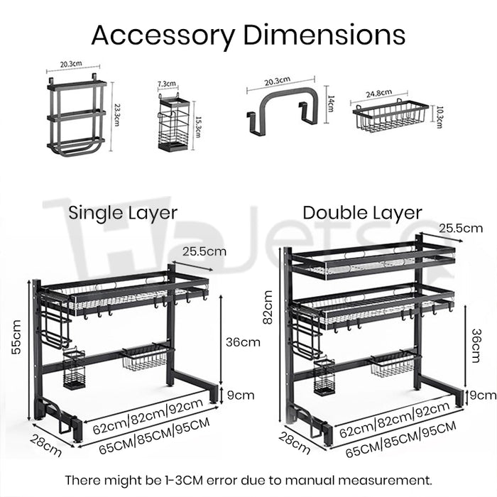 [Self Collect] Stainless Steel Kitchen Dish Rack Rak Pinggan RakDapur Double Sink Dish Drainer Storange Racks