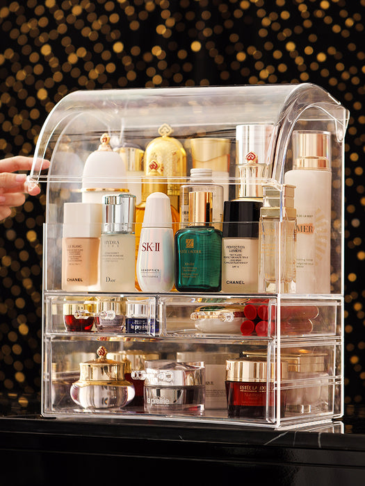 [Self Collect] One-Piece Large Size Heightened Acrylic Cosmetic Storage With Lid Top and 3 Drawers