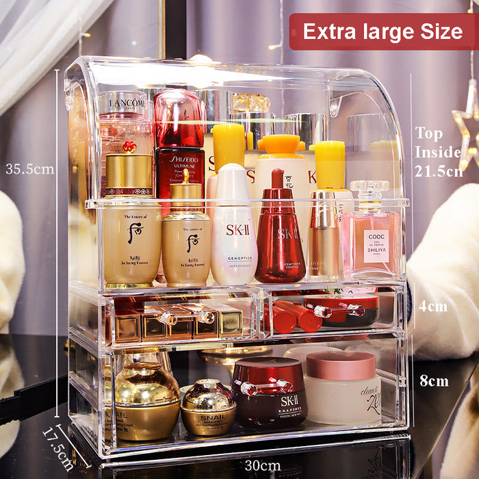 [Self Collect] One-Piece Large Size Heightened Acrylic Cosmetic Storage With Lid Top and 3 Drawers