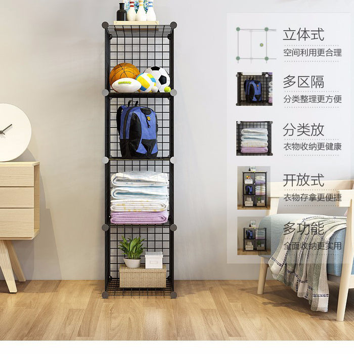 [Self Collect] DIY Cubes Steel Mesh Storage Rack Multi Function Storage Organizer Tool Free DIY Bookshelf Bookcase Wardrobe Cabinet